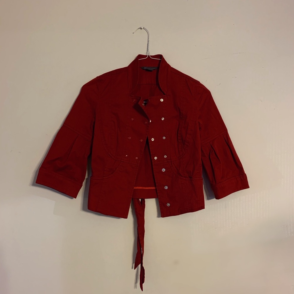 Red Denim Corset Jacket, XS